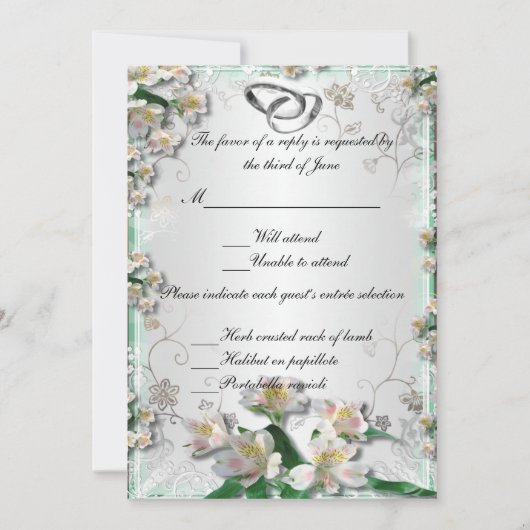 Elegante White Floral Response Card Einladung (Vorderseite)