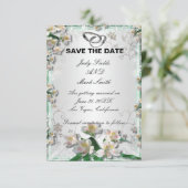 Elegante White Floral Save the Date Card Einladung (Stehend Vorderseite)