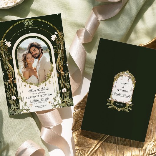 Elegante White Floral Save the Date Hochzeit Einladung