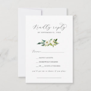 Elegante White Floral Song Request RSVP Card Karte