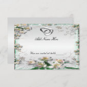 Elegante White Floral Table Platzkarte (Vorne/Hinten)