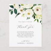 Elegante White Floral Vielen Dank Empfang Card Postkarte (Vorderseite)