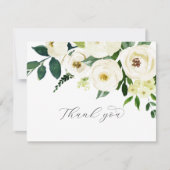 Elegante White Floral Wedding Dankeschön Karte (Vorderseite)