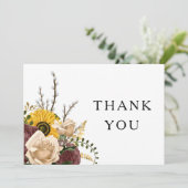 Elegante White Floral Wedding Dankeskarte (Stehend Vorderseite)