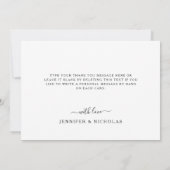 Elegante White Floral Wedding Dankeskarte (Rückseite)