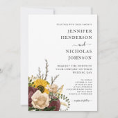 Elegante White Floral Wedding Einladung (Vorderseite)