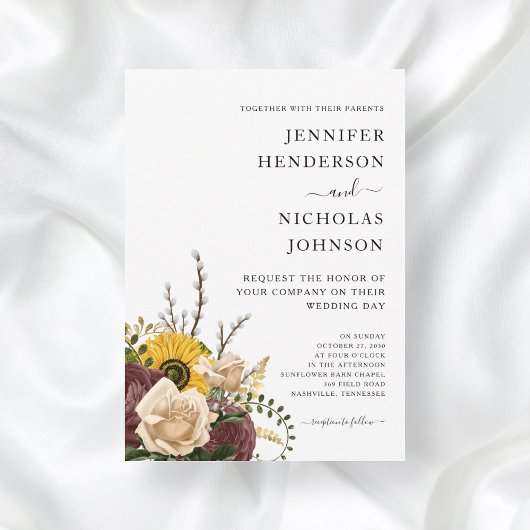 Elegante White Floral Wedding Einladung