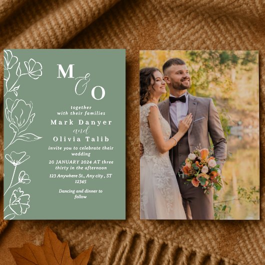 Elegante White Floral Wedding Einladung