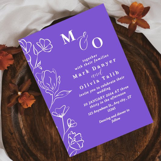 Elegante White Floral Wedding Einladung