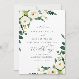 Elegante White Floral Wedding Einladung