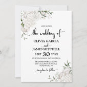 Elegante White Floral Wedding Einladung (Vorderseite)