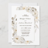 Elegante White Floral Wedding Einladung (Vorderseite)