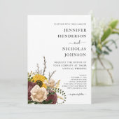 Elegante White Floral Wedding Einladung (Stehend Vorderseite)