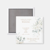Elegante White Floral Wedding Magnet (Vorderseite/Rückseite)