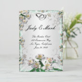 Elegante White Floral Wedding Menu Card Menükarte (Stehend Vorderseite)