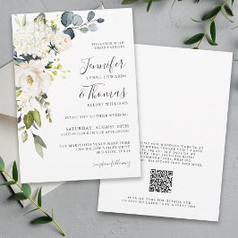 Elegante White Floral Wedding mit QR-Code Einladung