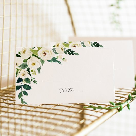 Elegante White Floral Wedding Platzkarte