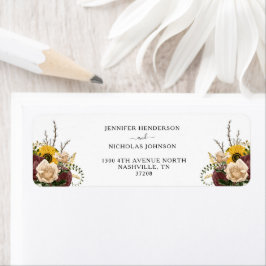 Elegante White Floral Wedding Rücksendeadresse