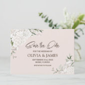 Elegante White Floral Wedding Save The Date (Stehend Vorderseite)