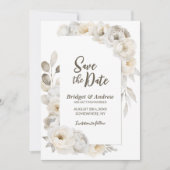 Elegante White Floral Wedding Save The Date (Vorderseite)