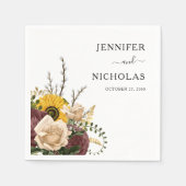 Elegante White Floral Wedding Serviette (Vorderseite)