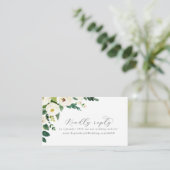 Elegante White Floral Wedding Website UAWG Begleitkarte (Stehend Vorderseite)