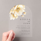 Elegante White Florals Wedding Acryleinladungen (Insitu (Handheld))