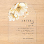 Elegante White Florals Wedding Acryleinladungen (Vorderseite)