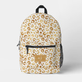 Elegante White Foil Leopard Print monogrammatisch Bedruckter Rucksack (Vorderseite)