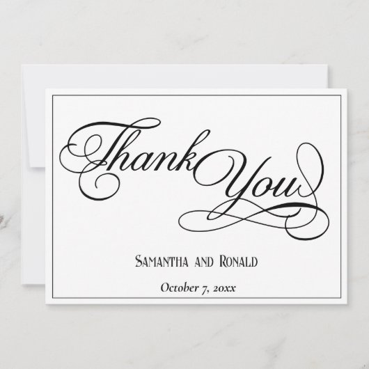 Elegante White Formal Wedding Dankeschön Card Dankeskarte (Vorderseite)