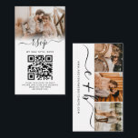 Elegante White Foto Monogram Wedding QR Code UAWG Visitenkarte<br><div class="desc">Diese moderne und elegante Hochzeitskarte mit QR Code RSVP eignet sich hervorragend für das zeitgenössische Paar. Es zeichnet sich durch ein hübsches und trendiges schwarzes Monogramm-Erstdesign aus, das auf einem einfachen, weißen Hintergrund passende Typografie aufweist. Es enthält auch vier Fotos des wunderschönen Ehepaares und einen individuell anpassbaren QR-Code, den die...</div>