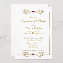 Elegante White-Frame Heart Engagement Party Einladung