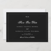 Elegante White Frame Monogram Classic Foto Wedding Save The Date (Vorderseite)
