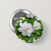 : "Elegante White Gardenia Blume" Button (Vorne & Hinten)
