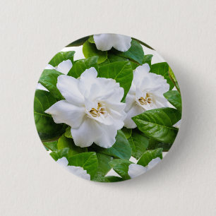 : "Elegante White Gardenia Blume" Button