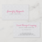 Elegante White Girly Floral Damask Business Card Visitenkarte (Vorne/Hinten)