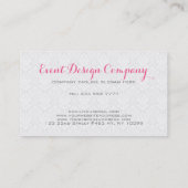 Elegante White Girly Floral Damask Business Card Visitenkarte (Rückseite)