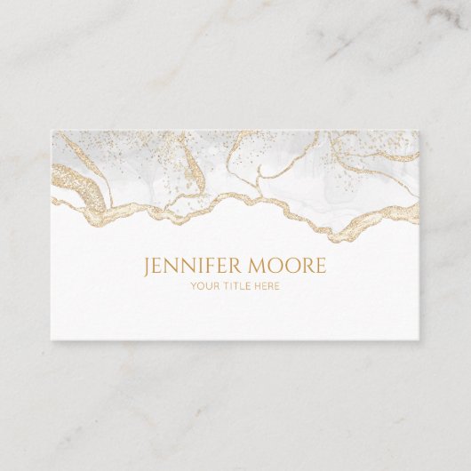 Elegante White Gold Agate Border Custom Visitenkarte (Vorderseite)