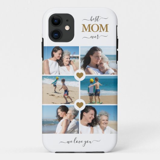 Elegante White Gold Beste Mama je 6 FotoCollage Case-Mate iPhone Hülle (Rückseite)
