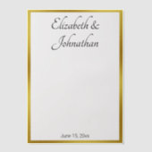 Elegante White Gold Black Script Namen Bride Groom Pergament Einladungen (Vorderseite)