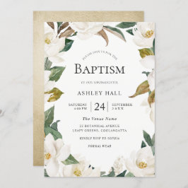 Elegante White Gold Blume Boy oder Girl Baptisse Einladung