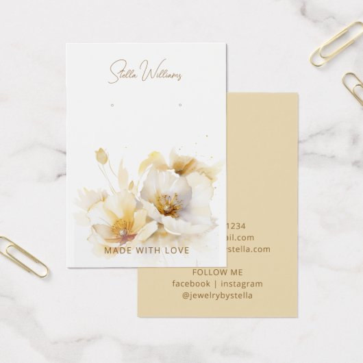 Elegante White Gold Blume Earring Display Card (Büro)