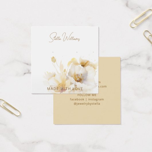 Elegante White Gold Blume Earring Display Card (Büro)