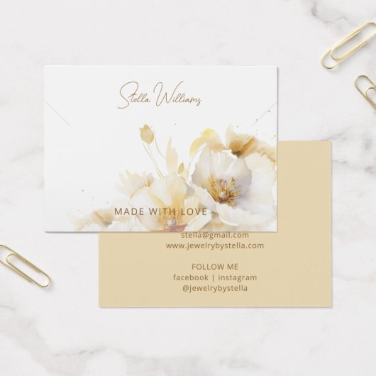 Elegante White Gold Blume Necklace Display Card (Büro)