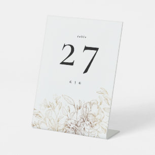 Elegante White Gold Botanical Monogram Wedding Sockelschild