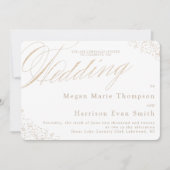 Elegante White Gold Calligraphy Wedding Einladung (Vorderseite)