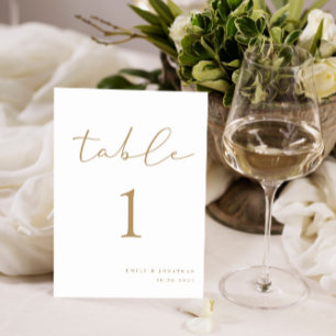 Elegante White Gold Champagne Wedding Tischnummer
