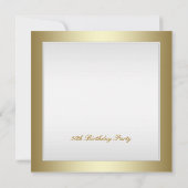 Elegante White Gold Einladung zum Geburtstag (Rückseite)