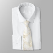 Elegante White & Gold Fern Leaf Wedding Krawatte (Gebunden)