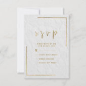 Elegante White Gold Floral Lace RSVP Karte (Vorderseite)